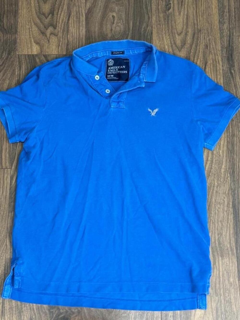 Vintage 2000s American Eagle Polo Shirt Men’s M Blue Athletic Fit Y2K